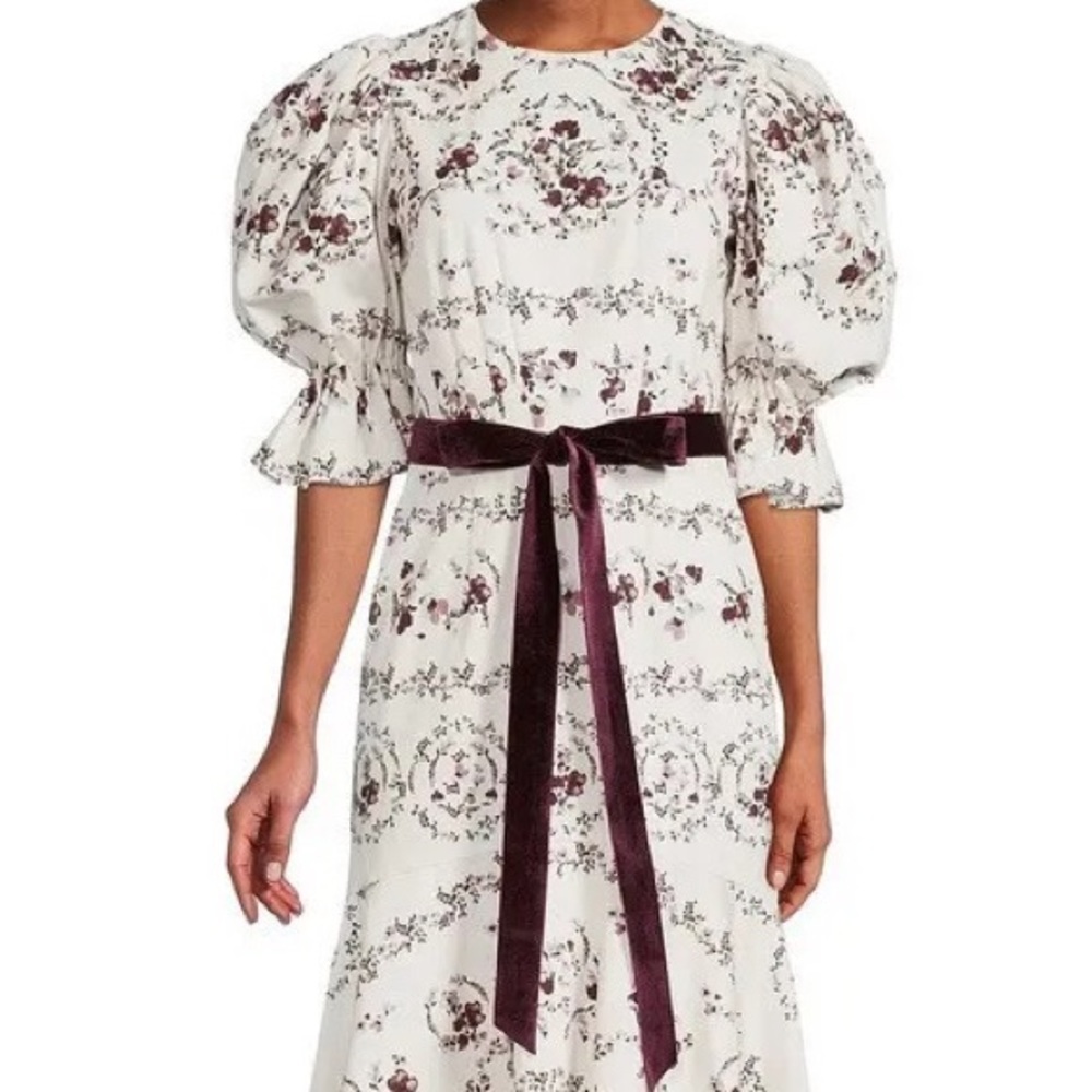 NWT ANTONIO MELANI x NICOLA BATHIE EMILIA DRESS FLORAL IVORY CABERNET SZ 2
